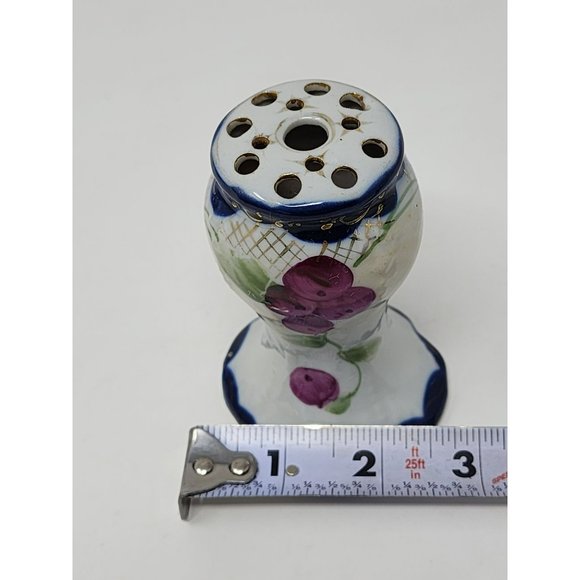 Vintage Stick Hatpin‎ 13 Hole Holder Vase Grapes And Leaves Blue Purple Green - Picture 7 of 8